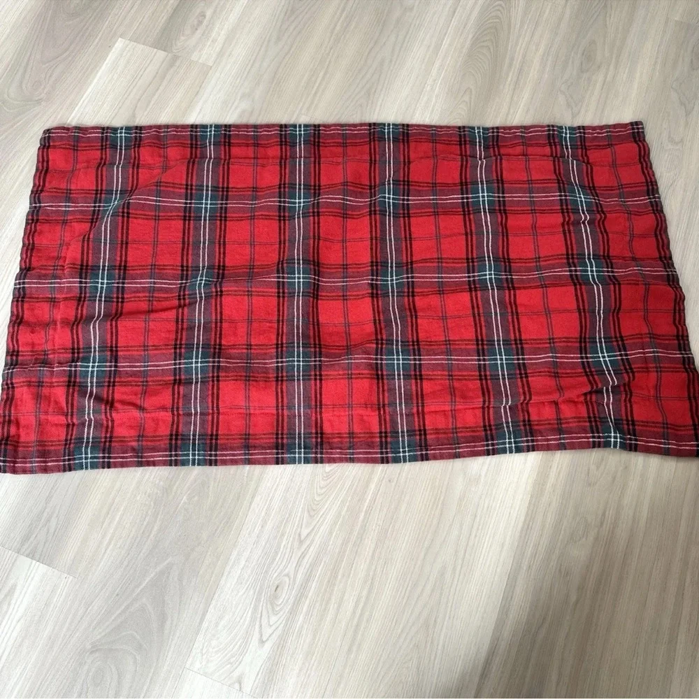 Williams Sonoma Linen Blend Duvet King Size Red Tartan Plaid NO INSERT